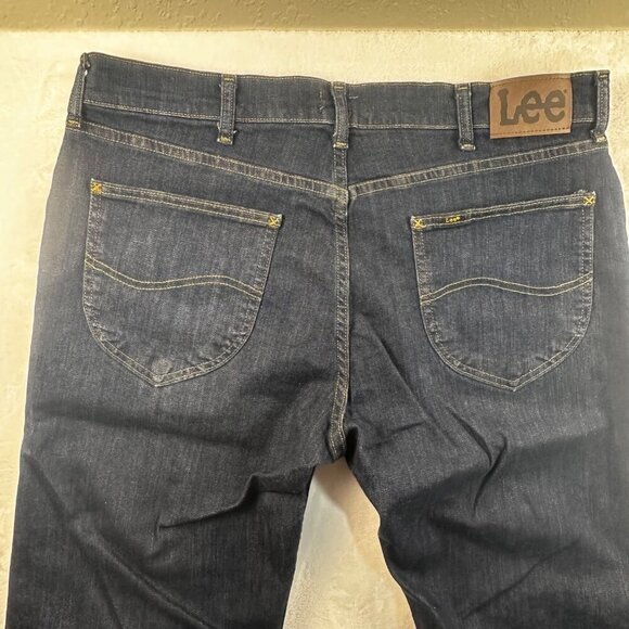 Lee Mens Regular Straight Fit Dark Wash Jeans 36x29 Mcclane Denim Classic Style - Picture 9 of 11